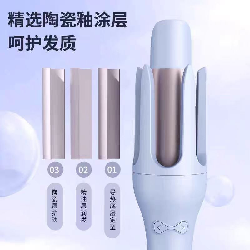 جهاز تجعيد الشعر الكهربائي الأوتوماتيكي مع قضيب دوار لتجعيد الشعر الكبير الموجي، قضيب سيراميك لا يؤذي الشعر، قضيب تجعيد كهربائي بأيونات سلبية - Image 4